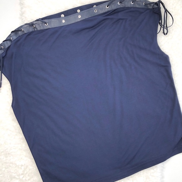 Polo Ralph Lauren Laced Shoulder Leather Trim Top - Picture 3 of 6